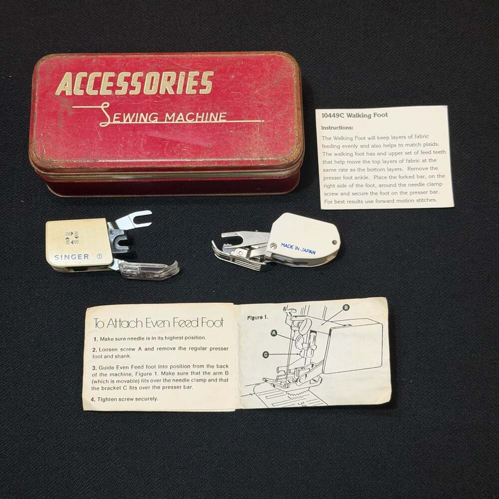 Vintage Singer 10449C Even Feed Walking Foot with Storage Tin